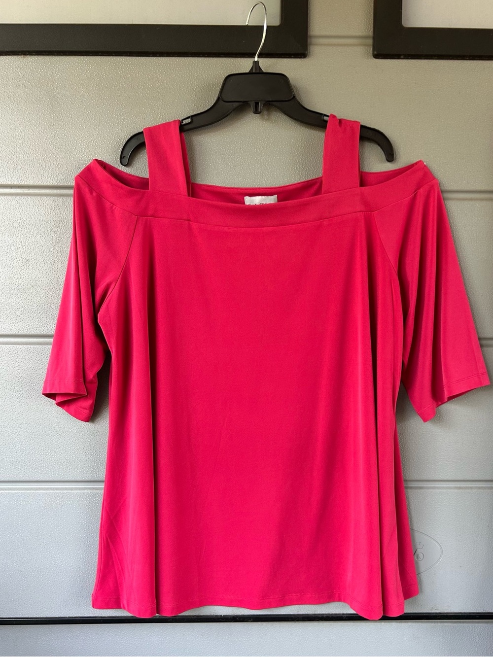 Catherines Hot Pink Cold-Shoulder Knit Top